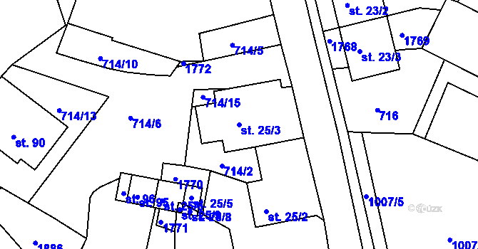Parcela st. 25/3 v KÚ Mezholezy u Horšovského Týna, Katastrální mapa