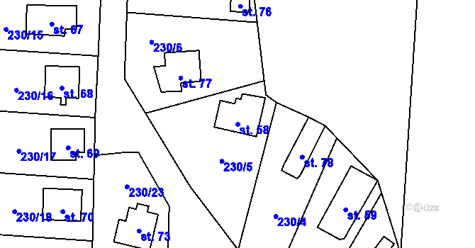 Parcela st. 58 v KÚ Mezholezy u Horšovského Týna, Katastrální mapa
