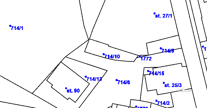 Parcela st. 714/10 v KÚ Mezholezy u Horšovského Týna, Katastrální mapa