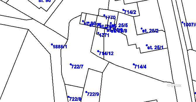 Parcela st. 714/12 v KÚ Mezholezy u Horšovského Týna, Katastrální mapa