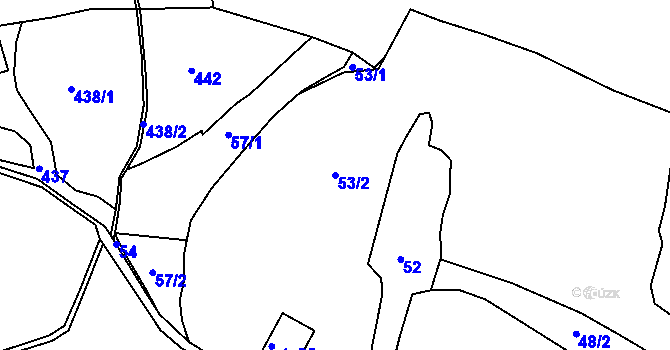 Parcela st. 53/2 v KÚ Luková u Manětína, Katastrální mapa