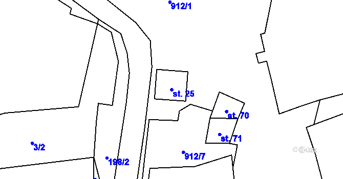 Parcela st. 25 v KÚ Zhořec u Manětína, Katastrální mapa
