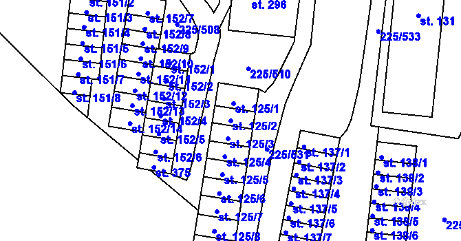 Parcela st. 125/2 v KÚ Meziboří u Litvínova, Katastrální mapa