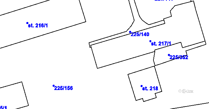 Parcela st. 217/3 v KÚ Meziboří u Litvínova, Katastrální mapa