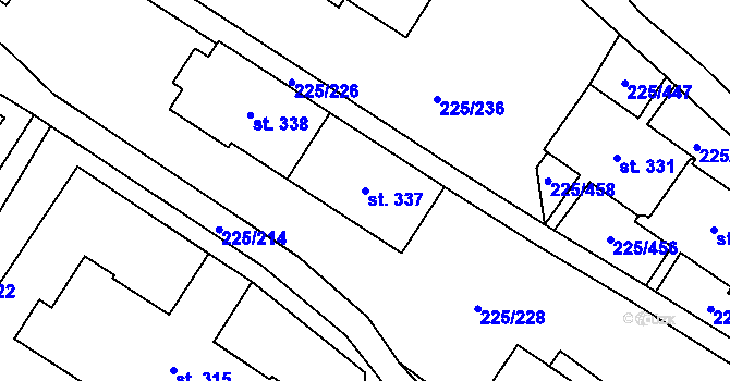 Parcela st. 337 v KÚ Meziboří u Litvínova, Katastrální mapa
