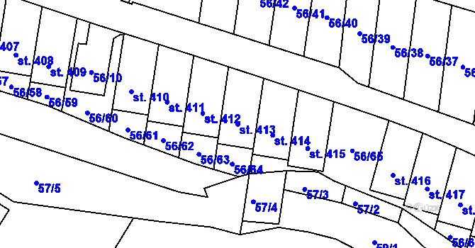 Parcela st. 413 v KÚ Meziboří u Litvínova, Katastrální mapa