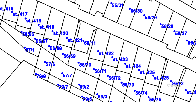 Parcela st. 422 v KÚ Meziboří u Litvínova, Katastrální mapa
