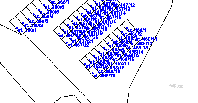 Parcela st. 468/7 v KÚ Meziboří u Litvínova, Katastrální mapa