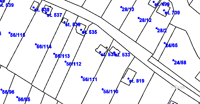 Parcela st. 534 v KÚ Meziboří u Litvínova, Katastrální mapa