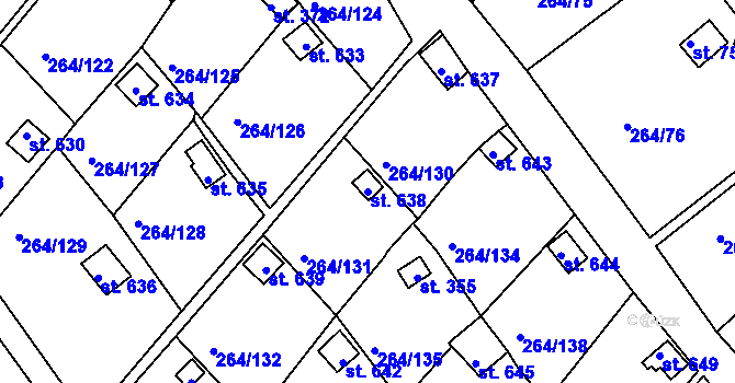 Parcela st. 638 v KÚ Meziboří u Litvínova, Katastrální mapa