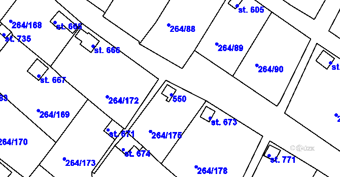 Parcela st. 672 v KÚ Meziboří u Litvínova, Katastrální mapa