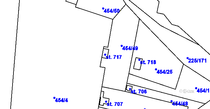 Parcela st. 717 v KÚ Meziboří u Litvínova, Katastrální mapa