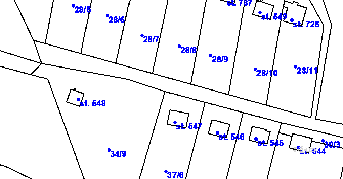 Parcela st. 28/3 v KÚ Meziboří u Litvínova, Katastrální mapa