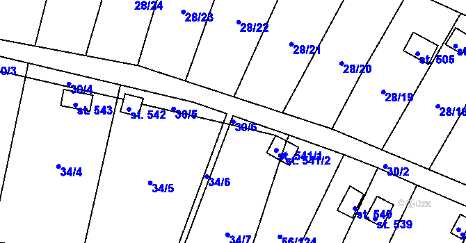 Parcela st. 30/6 v KÚ Meziboří u Litvínova, Katastrální mapa