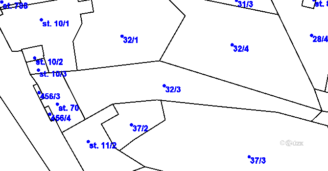 Parcela st. 32/3 v KÚ Meziboří u Litvínova, Katastrální mapa