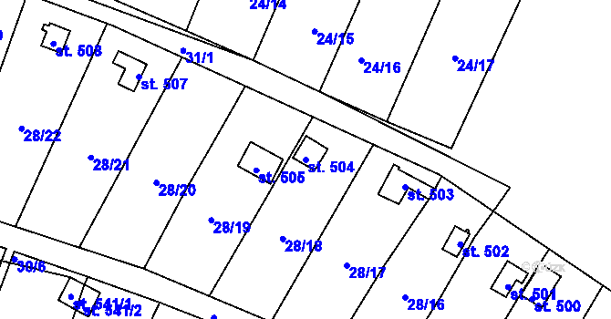 Parcela st. 504 v KÚ Meziboří u Litvínova, Katastrální mapa