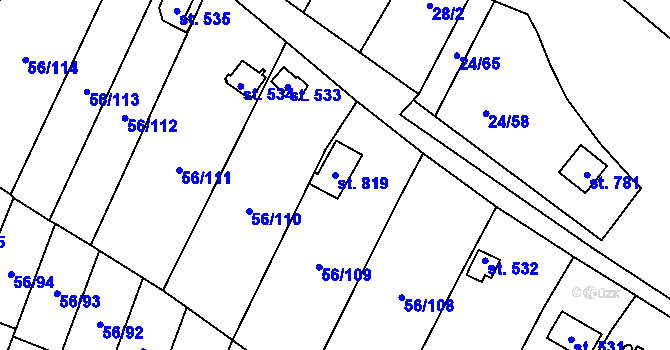 Parcela st. 819 v KÚ Meziboří u Litvínova, Katastrální mapa