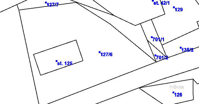 Parcela st. 127/6 v KÚ Mezilečí, Katastrální mapa