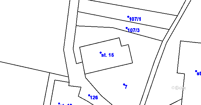 Parcela st. 15 v KÚ Posadov, Katastrální mapa