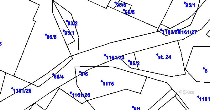 Parcela st. 1161/23 v KÚ Mezilesí, Katastrální mapa