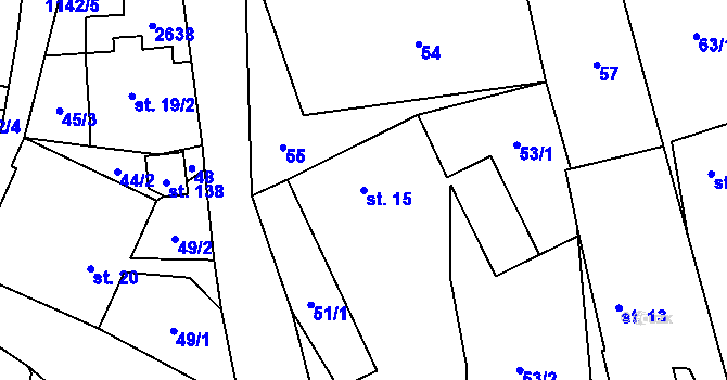 Parcela st. 15 v KÚ Mezilesí, Katastrální mapa