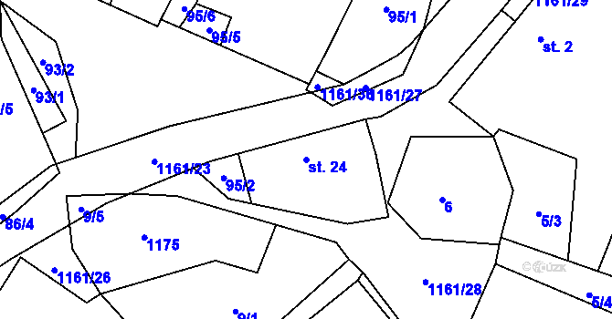 Parcela st. 24 v KÚ Mezilesí, Katastrální mapa