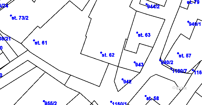 Parcela st. 62 v KÚ Mezilesí, Katastrální mapa