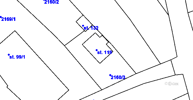 Parcela st. 119 v KÚ Mezilesí, Katastrální mapa
