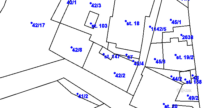 Parcela st. 147 v KÚ Mezilesí, Katastrální mapa
