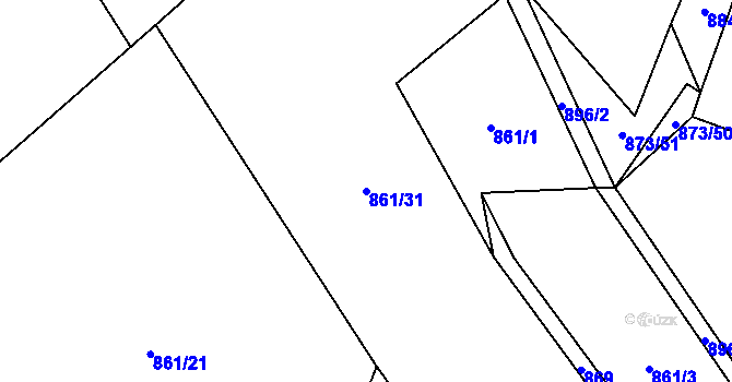 Parcela st. 861/31 v KÚ Mezilesí, Katastrální mapa