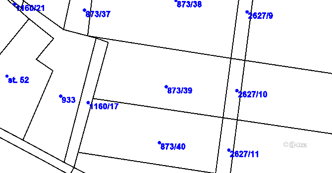 Parcela st. 873/39 v KÚ Mezilesí, Katastrální mapa