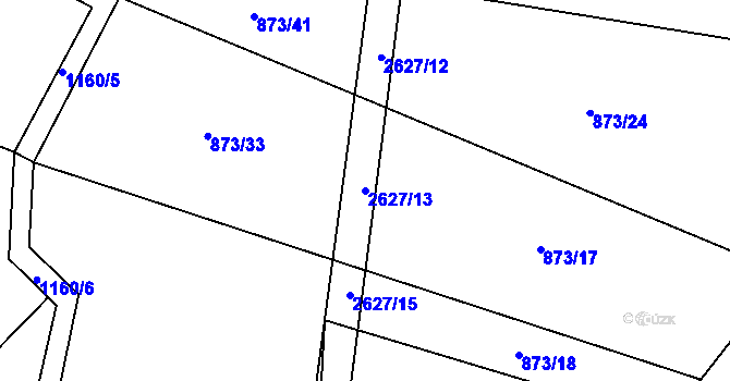 Parcela st. 2627/13 v KÚ Mezilesí, Katastrální mapa