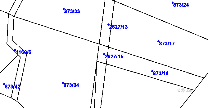 Parcela st. 2627/15 v KÚ Mezilesí, Katastrální mapa