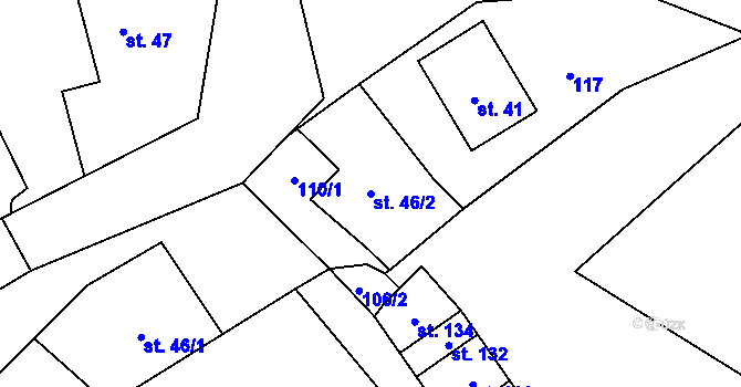 Parcela st. 46/2 v KÚ Mezilesí u Náchoda, Katastrální mapa