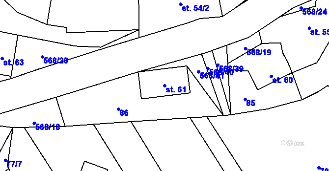 Parcela st. 61 v KÚ Mezilesí u Náchoda, Katastrální mapa