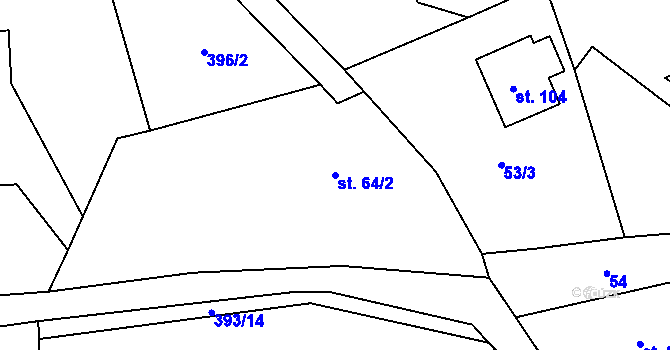 Parcela st. 64/2 v KÚ Mezilesí u Náchoda, Katastrální mapa
