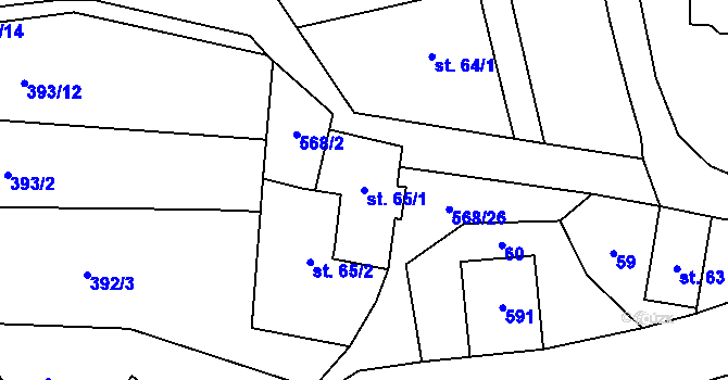 Parcela st. 65/1 v KÚ Mezilesí u Náchoda, Katastrální mapa