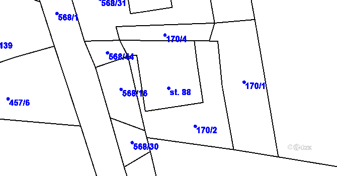 Parcela st. 88 v KÚ Mezilesí u Náchoda, Katastrální mapa