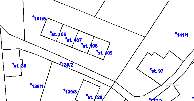 Parcela st. 109 v KÚ Mezilesí u Náchoda, Katastrální mapa