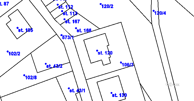 Parcela st. 120 v KÚ Mezilesí u Náchoda, Katastrální mapa