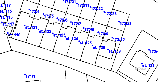 Parcela st. 125 v KÚ Mezilesí u Náchoda, Katastrální mapa