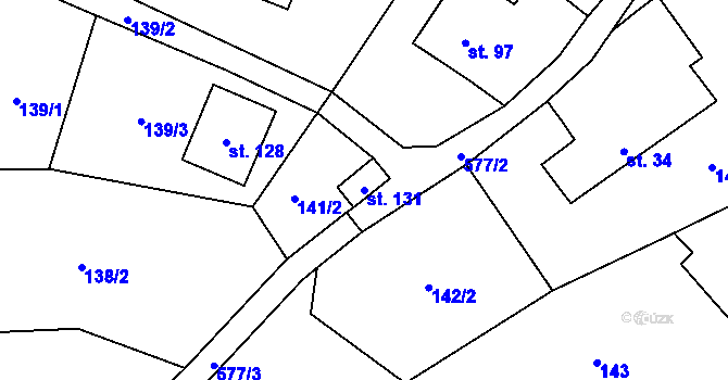Parcela st. 131 v KÚ Mezilesí u Náchoda, Katastrální mapa
