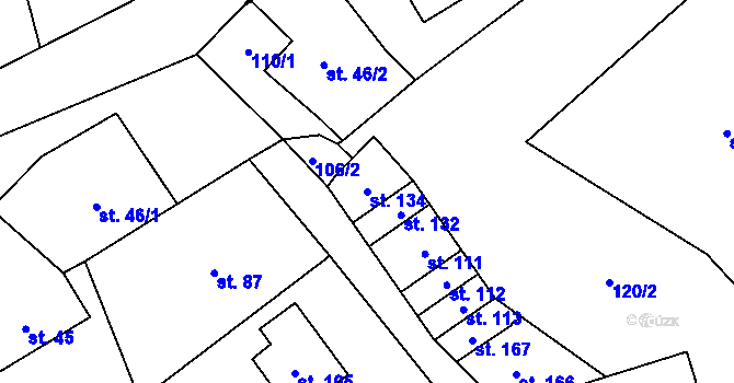Parcela st. 134 v KÚ Mezilesí u Náchoda, Katastrální mapa