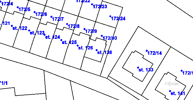Parcela st. 138 v KÚ Mezilesí u Náchoda, Katastrální mapa