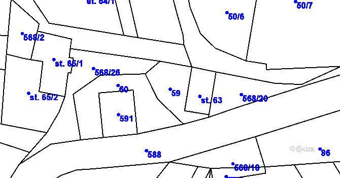 Parcela st. 59 v KÚ Mezilesí u Náchoda, Katastrální mapa
