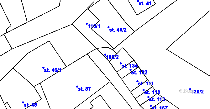 Parcela st. 106/2 v KÚ Mezilesí u Náchoda, Katastrální mapa