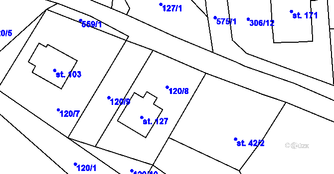 Parcela st. 120/8 v KÚ Mezilesí u Náchoda, Katastrální mapa
