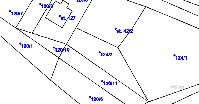 Parcela st. 124/2 v KÚ Mezilesí u Náchoda, Katastrální mapa