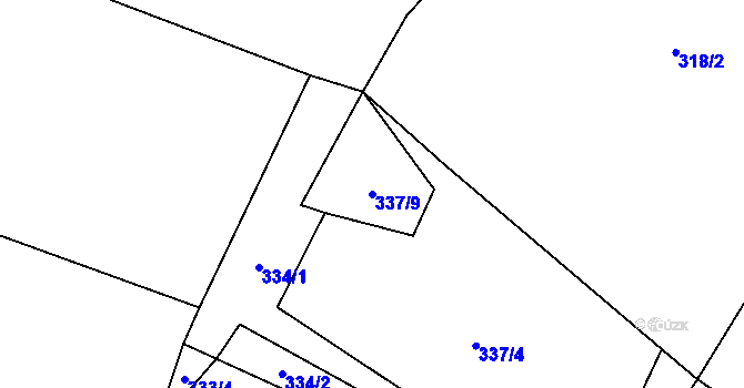 Parcela st. 337/9 v KÚ Mezilesí u Náchoda, Katastrální mapa
