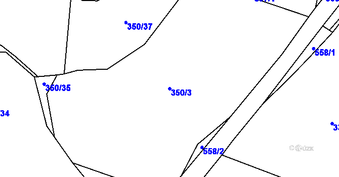 Parcela st. 350/3 v KÚ Mezilesí u Náchoda, Katastrální mapa